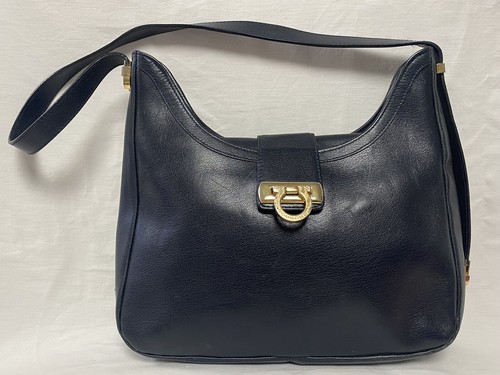 Vintage sac pourchet cuir - cuir, bleu